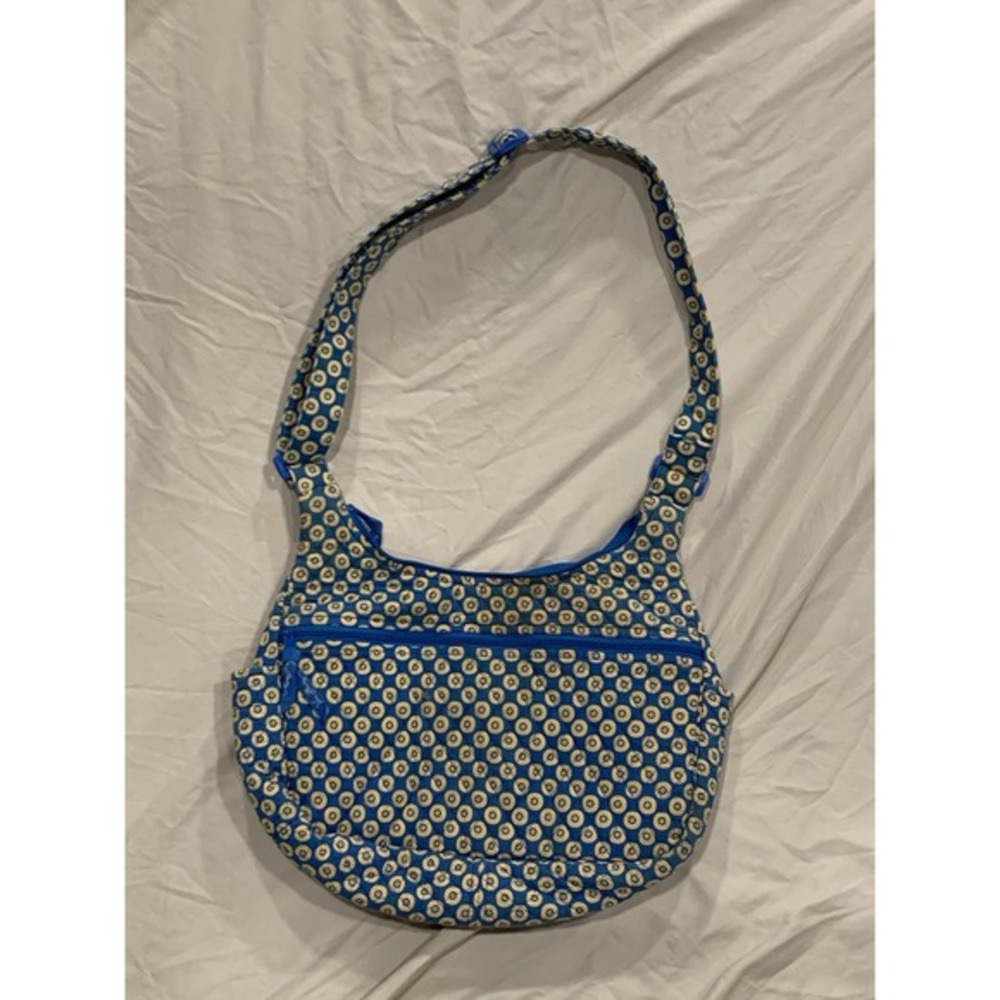 Vera Bradley Riviera Blue‎ Yellow Adjustable Strap Large Shoulder Bag - Picture 2 of 9